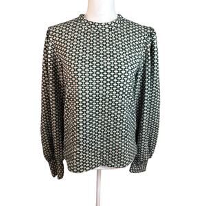 Maeve Green and White Patterned Blouse